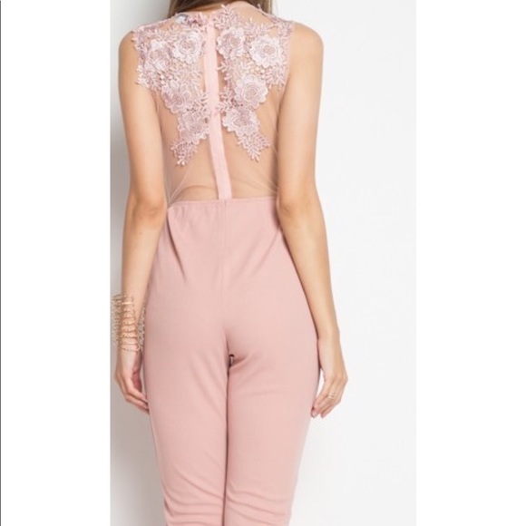 White Sheer Front Sexy Floral Jumpsuit - Picture 4 of 4